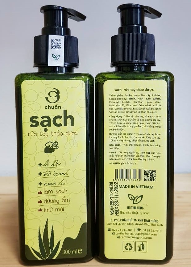 Nước rửa tay thảo dược Ơ chuẩn sạch An Thái Hưng 300ml