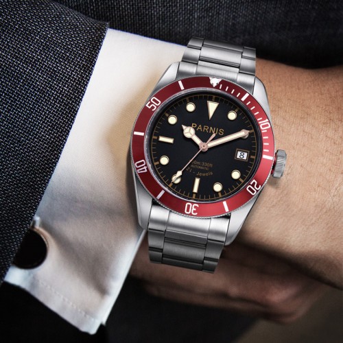 Thiết kế kinh điển của rolex đồng hồ nam Parnis PA6050-2