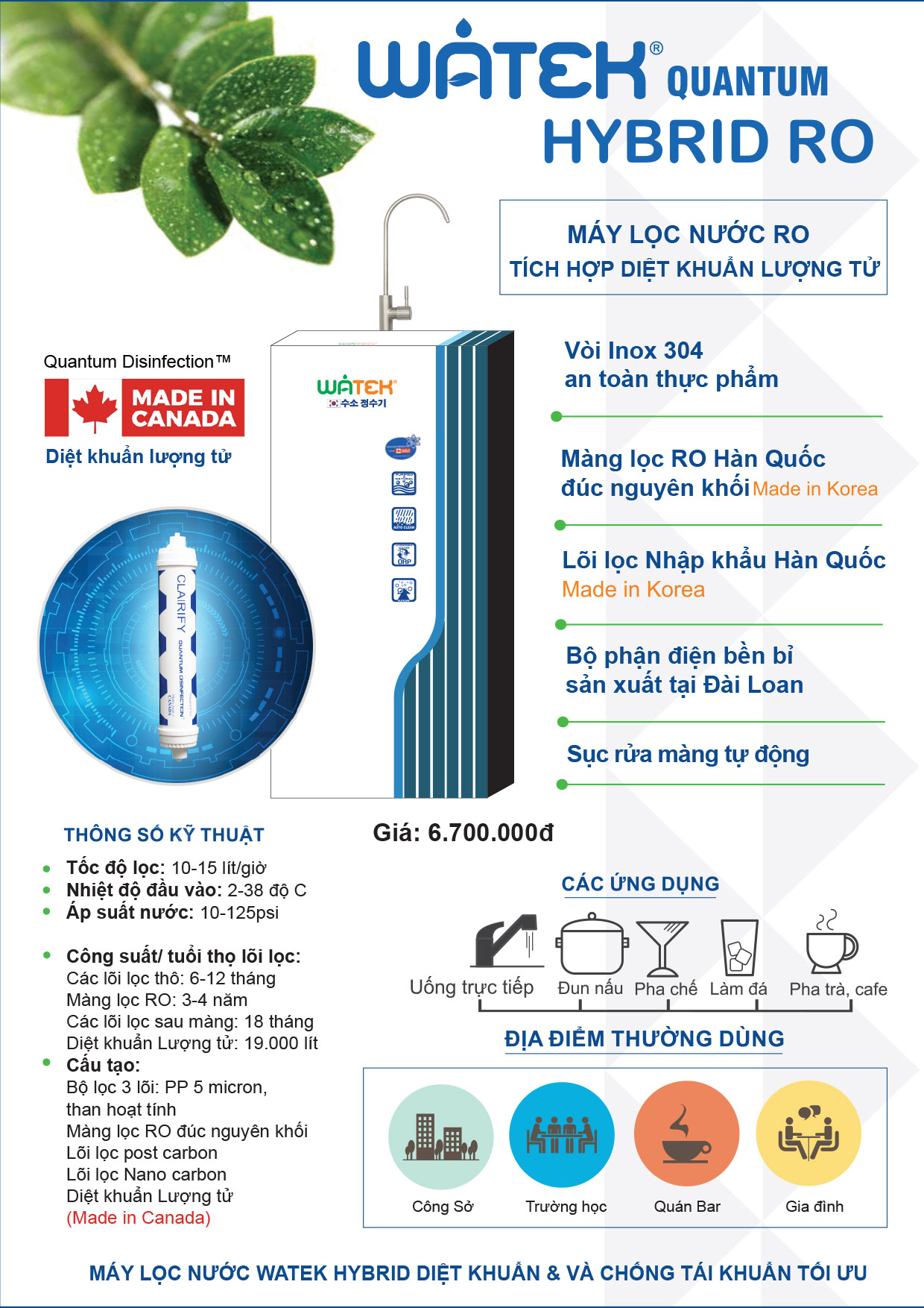 Máy lọc nước Watek Hydrid RO-Lượng tử