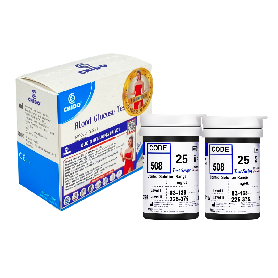 Hộp 50 Que thử đường huyết CHIDO GLS-79 tặng kèm kim lấy máu